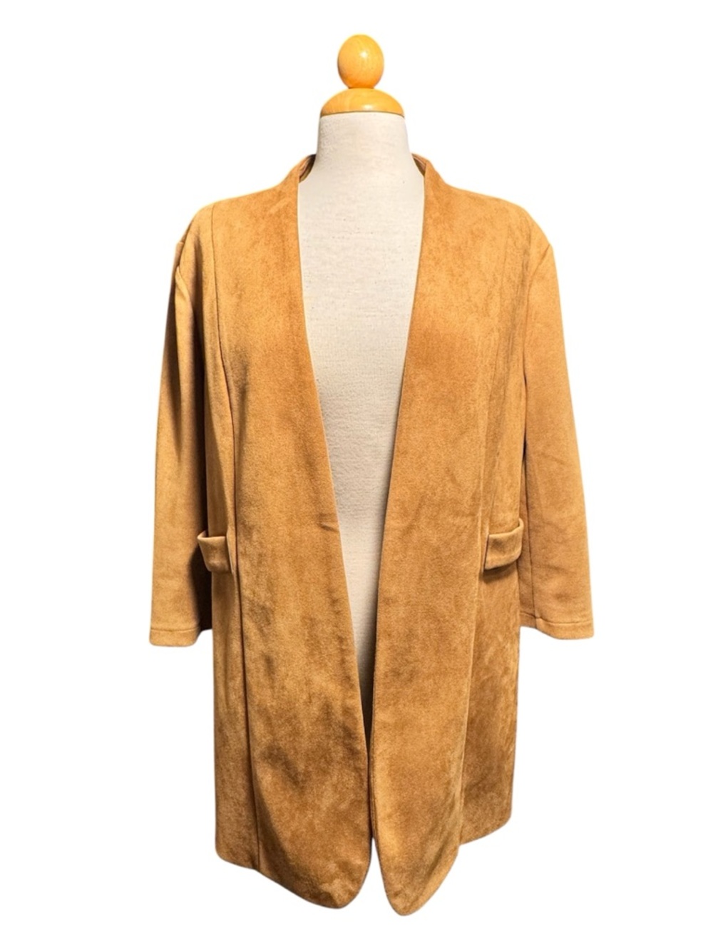 89th & Madison Camel Open-Front Faux Suede Jacket